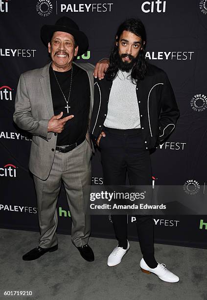 Actors Danny Trejo and Gilbert Trejo arrive at The Paley Center for Media's PaleyFest 2016 Fall TV Preview of El Rey at The Paley Center for Media on...