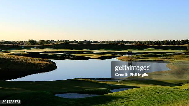 General view of the 16th and 18th greens during the second round of the Paris Legends Championship played on L'Albatros Course at Le Golf National on...