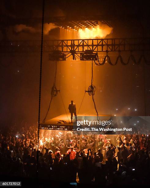 September 8th, 2016 - Kanye West performs at the Verizon Center in Washington, D.C. As part of his Saint Pablo Tour. West spent the show suspended...