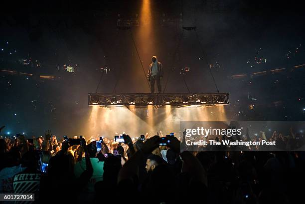 September 8th, 2016 - Kanye West performs at the Verizon Center in Washington, D.C. As part of his Saint Pablo Tour. West spent the show suspended...