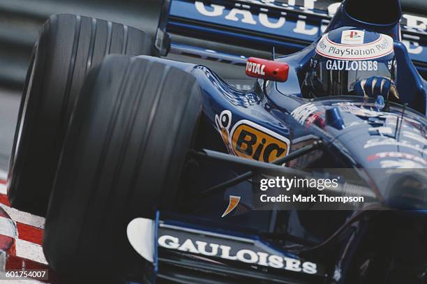 Jarno Trulli of Italy drives the Equipe Prost Gauloises Blondes Prost AP01 Peugeot V10 during practice for the Grand Prix of Monaco on 23 May 1998 on...