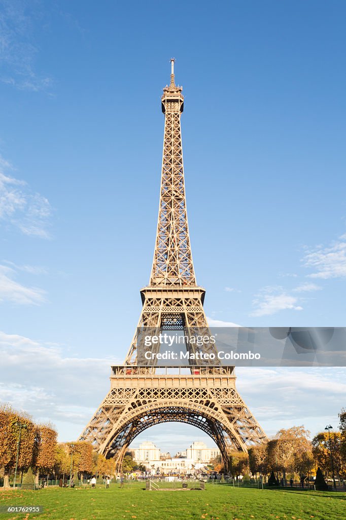 Eiffel tower with blue sky, Paris, France