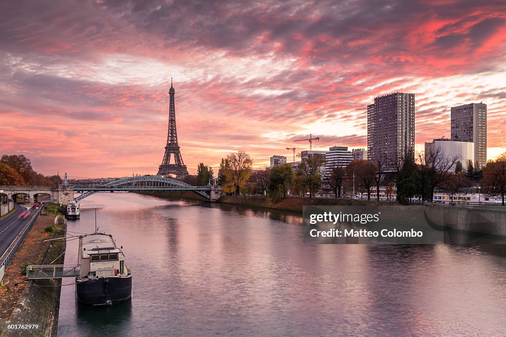 Eiffel tower and river Seine, Paris, France