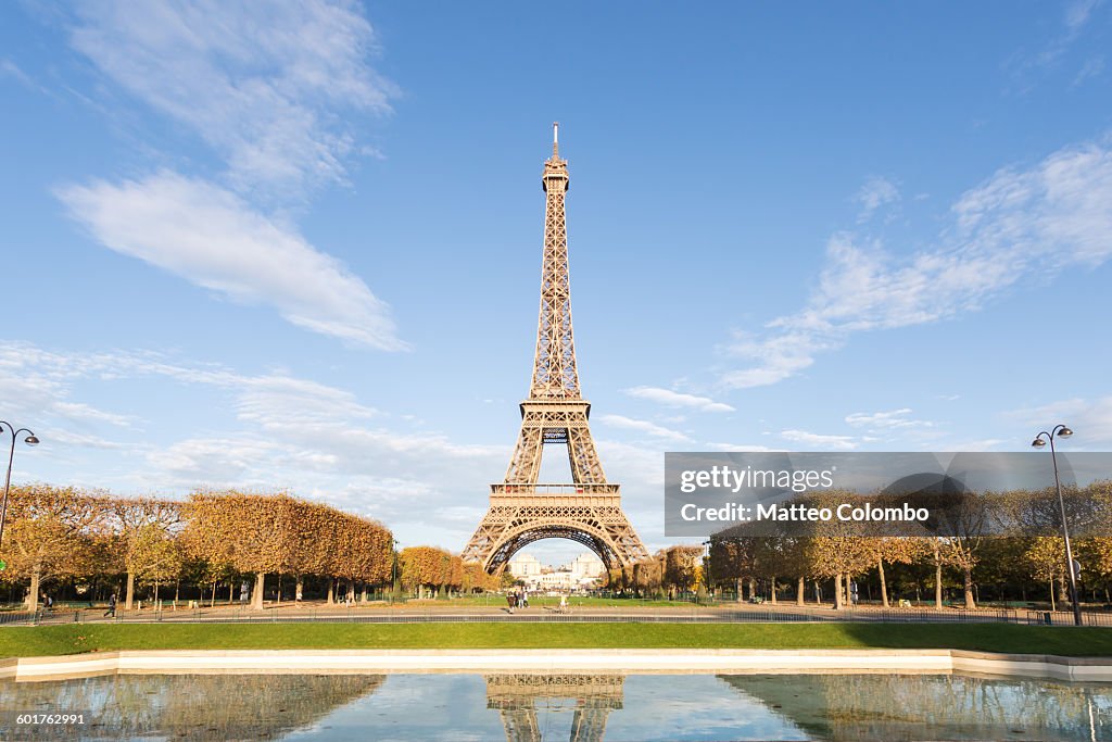 Eiffel tower with blue sky, Paris, France