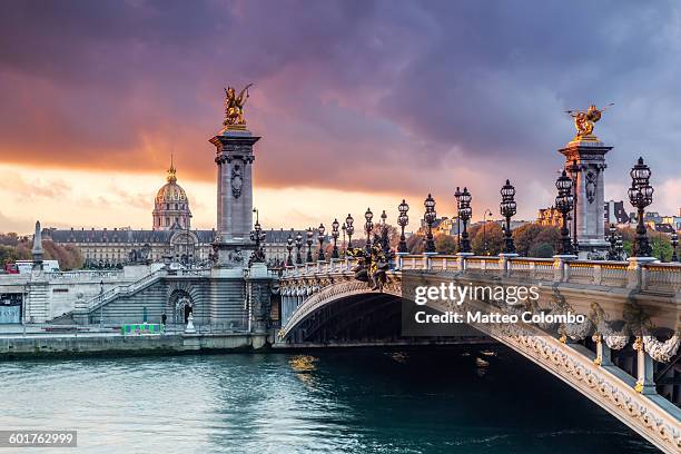 bridge alexandre iii on the river seine, paris - river seine stock pictures, royalty-free photos & images