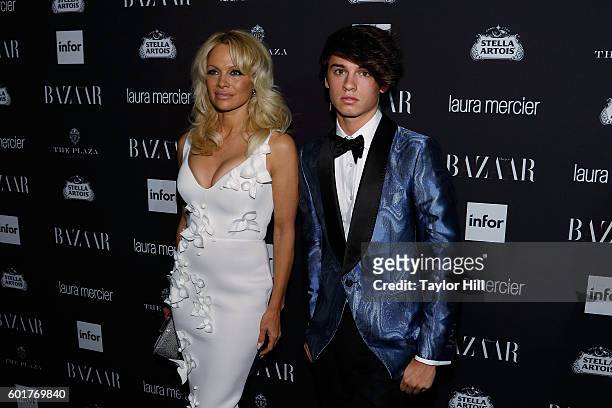 Pamela Anderson and Dylan Lee attend the 2016 Harper ICONS Party at The Plaza Hotel on September 9, 2016 in New York City.