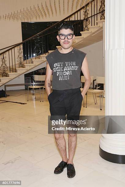 Fashion design winner from Project Runway All Stars Season 1, Mondo Guerra attends Viktor Luna fashion show during New York Fashion Week September...