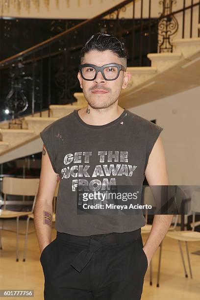 Fashion design winner from Project Runway All Stars Season 1, Mondo Guerra attends Viktor Luna fashion show during New York Fashion Week September...
