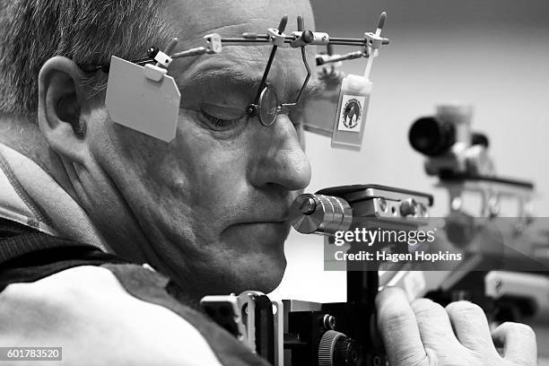 Greg Reid of New Zealand competes in the R3 Mixed 10m Air Rifle Prone SH1 qualification round on day 3 of the Rio 2016 Paralympic Games at Olympic...