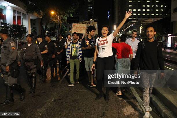 Spontaneous protest movements against Michel Temer government are losing strength on the evening of 9 September 2106 in Rio de Janeiro, Brazil. A...