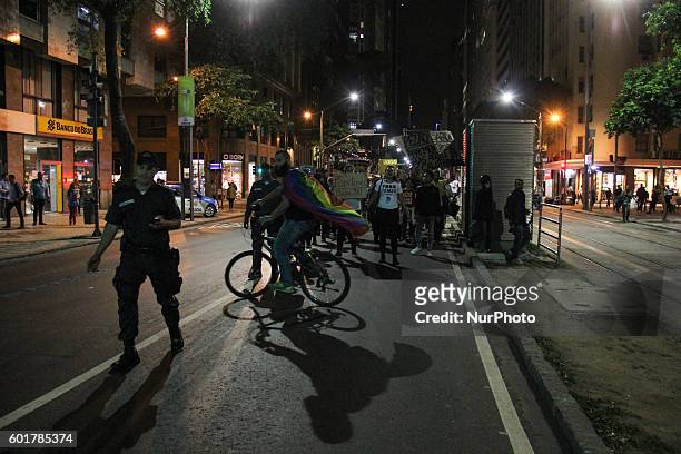 Spontaneous protest movements against Michel Temer government are losing strength on the evening of 9 September 2106 in Rio de Janeiro, Brazil. A...