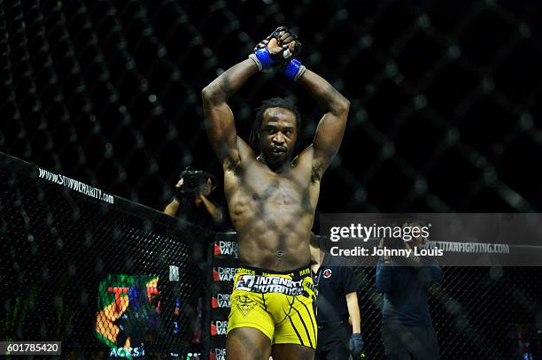 Jason Jackson prepares to fight Rodrigo Cavalheiro in their Welterweight bout during the TITAN FC41 UFC fight event at Bank United Center on...