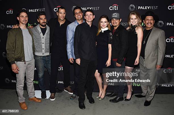 Actors Maurice Compte, D.J Cotrona and Marko Zaror, executive producer Diego Gutierrez, El Rey network President and GM Daniel Tibbets and actors...