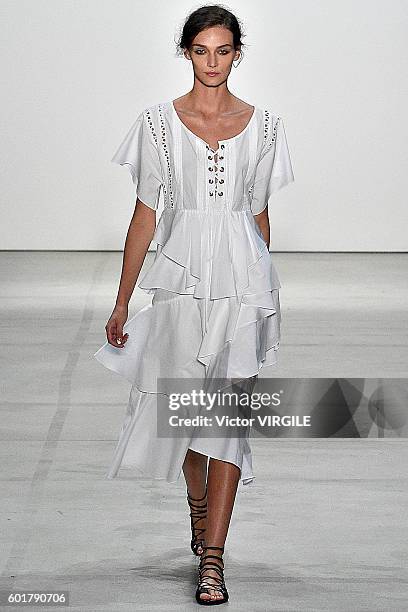 Model walks the runway at Marissa Webb fashion show during New York Fashion Week: The Shows at The Gallery, Skylight at Clarkson Sq on September 8,...