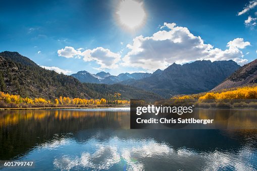 Mountains reflecting in remote lake Mountains reflecting in remote lake