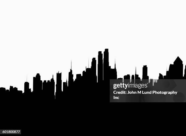 silhouette of new york cityscape, new york, united states - new york city silhouette stock illustrations