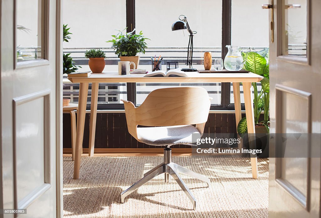 Empty chair in home study