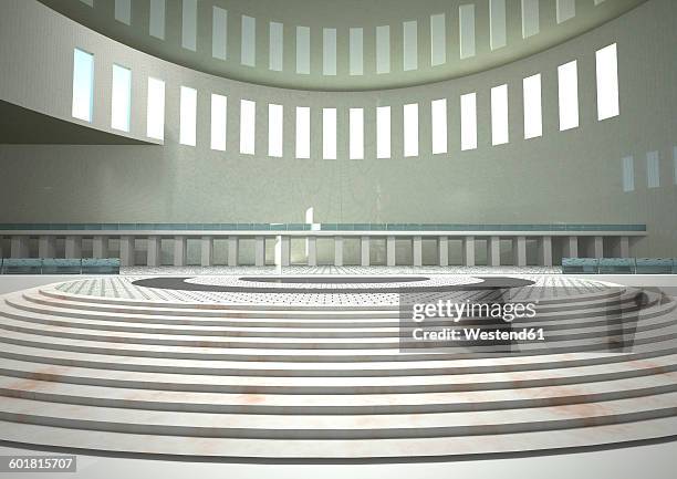 Main Hall Step Indoor View Of A Hall With Round Steps 3d Rendering High-Res Vector ...