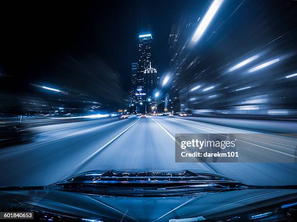 view from the top of a car driving down highway, chicago, illinois, america, usa - car point of view stock pictures, royalty-free photos & images