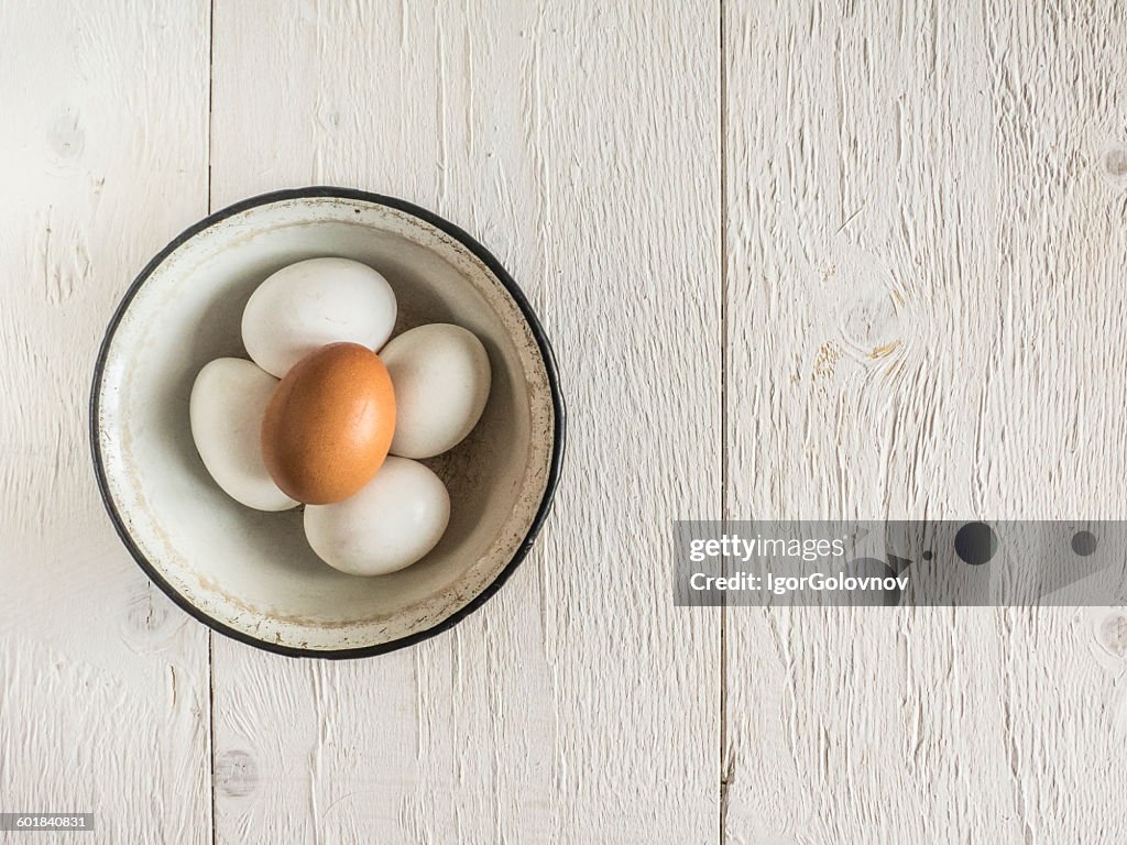 Five eggs in a bowl