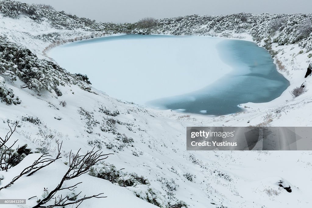 Frozen lake, Daisetsuzan National Park, Hokkaido, Japan