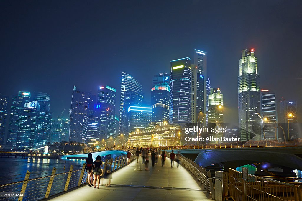 Financial dsitrict of Singapore lit at night