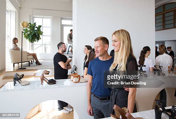 Designer Paul Andrew and Accessories Director at Vogue Magazine Selby Drummond at the Paul Andrew presentation at Ramscale Studio on September 10,...