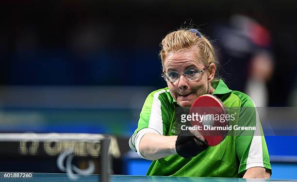 Rio , Brazil - 10 September 2016; Rena McCarron Rooney of Ireland in action during the SF1 - 2 Women's Singles Quarter Final against Su-Yeon Seo of...