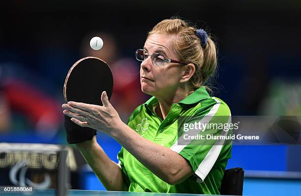 Rio , Brazil - 10 September 2016; Rena McCarron Rooney of Ireland in action during the SF1 - 2 Women's Singles Quarter Final against Su-Yeon Seo of...