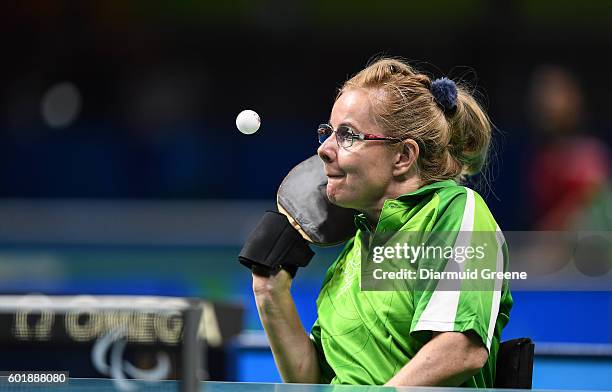 Rio , Brazil - 10 September 2016; Rena McCarron Rooney of Ireland in action during the SF1 - 2 Women's Singles Quarter Final against Su-Yeon Seo of...