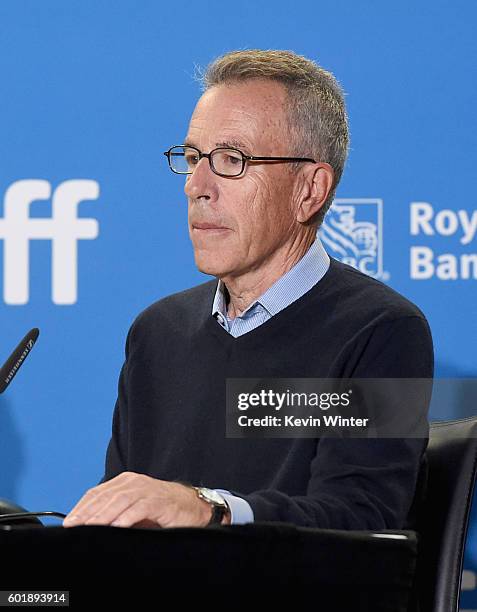 Producer Tom Rosenberg speaks onstage at the "American Pastoral" press conference during the 2016 Toronto International Film Festival at TIFF Bell...