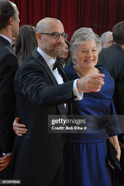 Portrait of actor Stanley Tucci and his mother, Joan Tucci, as they pose together at the Kodak Theater during the 82nd Academy Awards, Hollywood,...