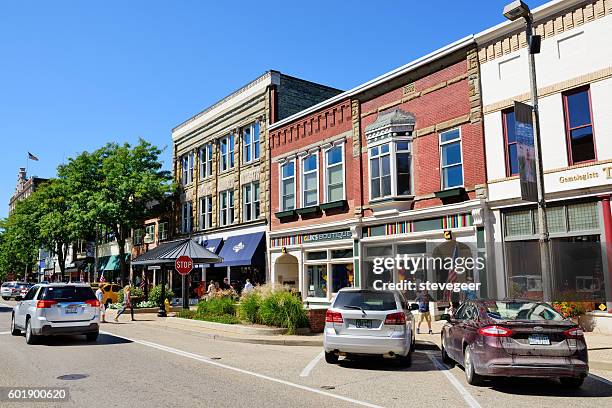 shopping street in  holland, michigan - holland michigan stock pictures, royalty-free photos & images