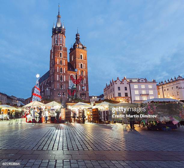 christmas market - krakow stock pictures, royalty-free photos & images