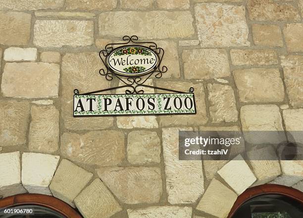 at pafos zoo cyprus - zoo-sign stock pictures, royalty-free photos & images
