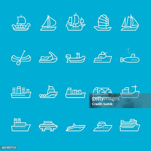 ships and nautical vessel types - submarine icon stock illustrations