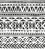 Vector hand drawn tribal print. Primitive geometric background in grunge