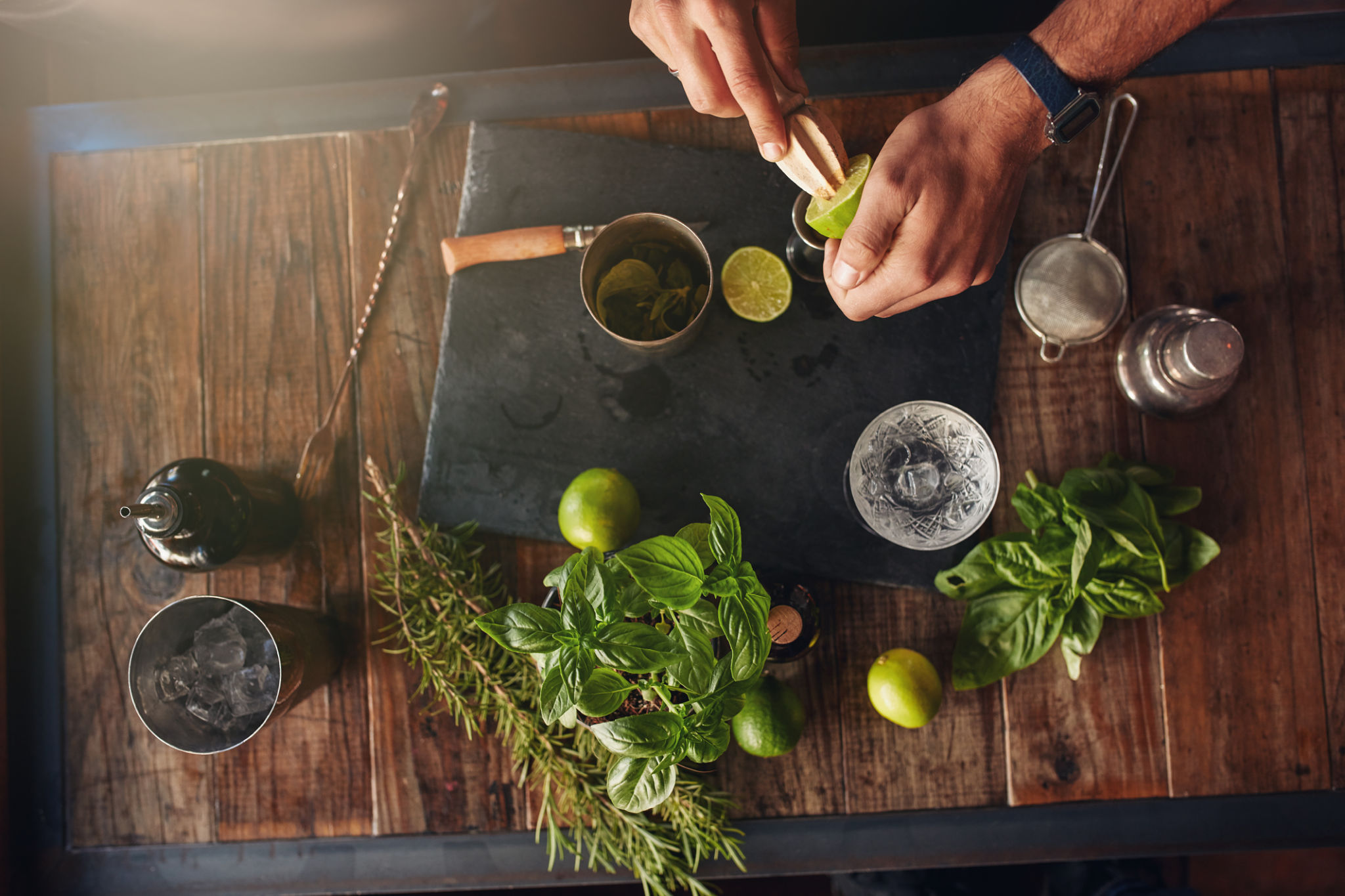 fresh ingredients for cocktails