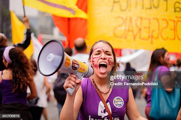 coup in brazil - brazilian students protest in sao paulo stock pictures, royalty-free photos & images