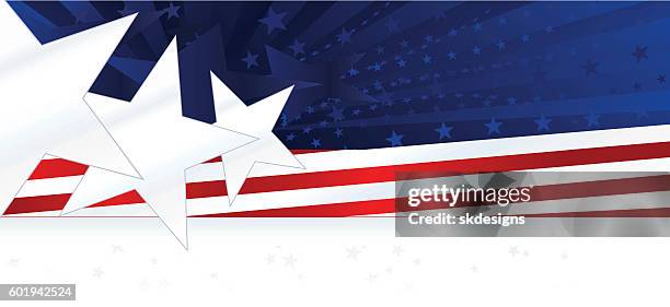 patriotic background or banner: red, white, blue with stars, stripes - politics background stock illustrations