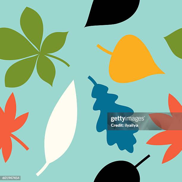 multicolor autumn leaves seamless pattern - nordic interior stock illustrations