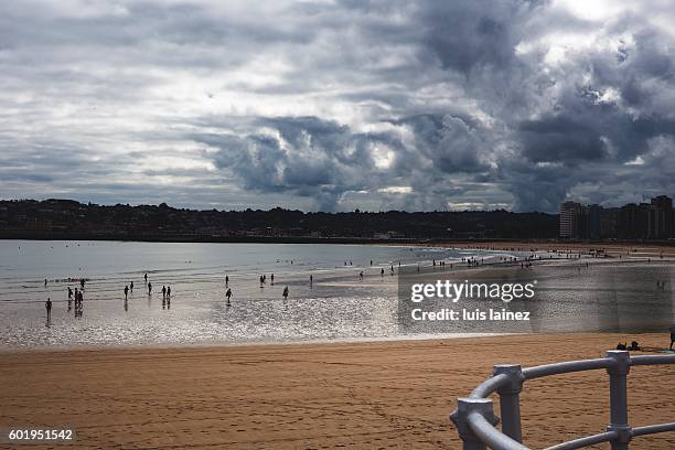 view of the beach - gijon stock pictures, royalty-free photos & images