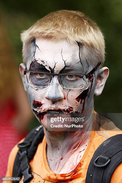 Ukrainians dressed up as zombies take part in a &quot;Zombie walk 2016&quot; in downtown Kiev,Ukraine,10 September,2016.