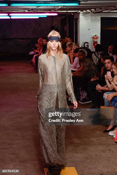 Model walks the runway at the Baja East Fashion Show during New York Fashion Week at 25 Beekman on September 9, 2016 in New York City.