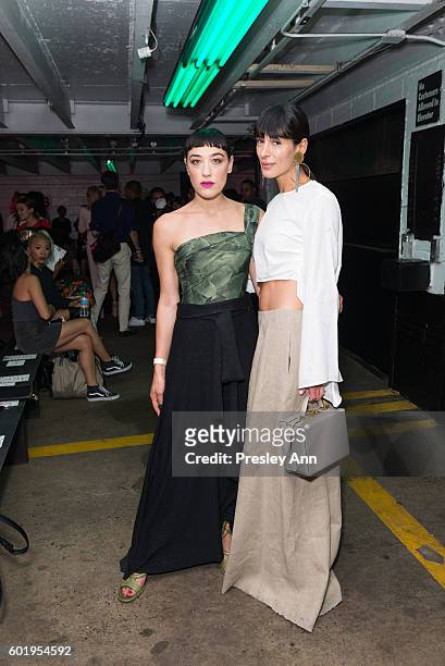 Mia Moretti and Athena Calderone attend Baja East Front Row during New York Fashion Week at 25 Beekman on September 9, 2016 in New York City.