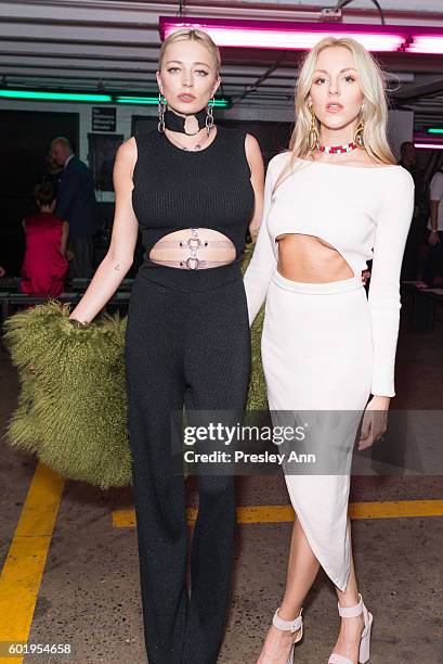 Caroline Vreeland and Shea Marie attend Baja East Front Row during New York Fashion Week at 25 Beekman on September 9, 2016 in New York City.