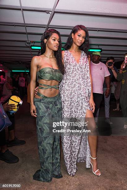 Chanel Iman and Teyana Taylor attend Baja East Front Row during New York Fashion Week at 25 Beekman on September 9, 2016 in New York City.