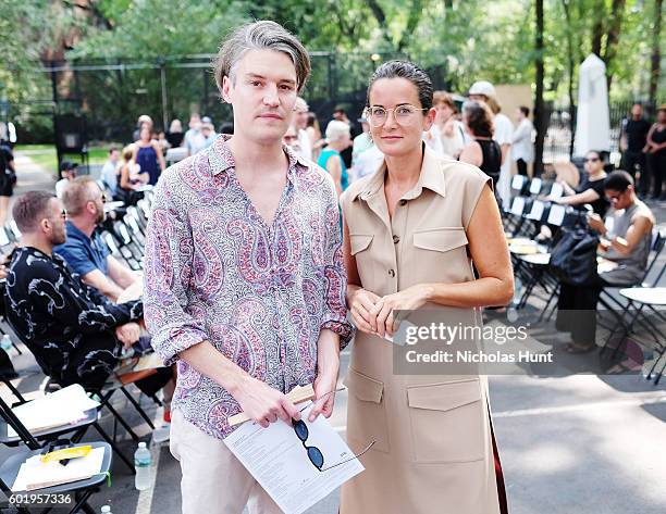 Artist Nate Lowman and Artist Lucy Chadwick attends the Eckhaus Latta spring 2017 show- Front Row - September 2016 - New York Fashion Week at Seward...