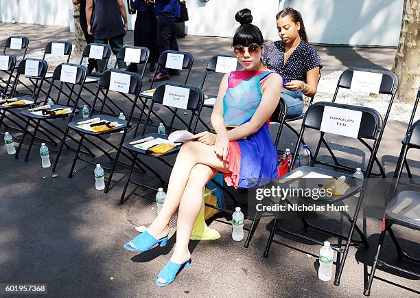 Blogger Susie Lau attends the Eckhaus Latta spring 2017 show- Front Row - September 2016 - New York Fashion Week at Seward Park on September 10, 2016...