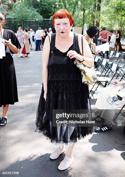 Writer Lynn Yaeger attends the Eckhaus Latta spring 2017 show- Front Row - September 2016 - New York Fashion Week at Seward Park on September 10,...